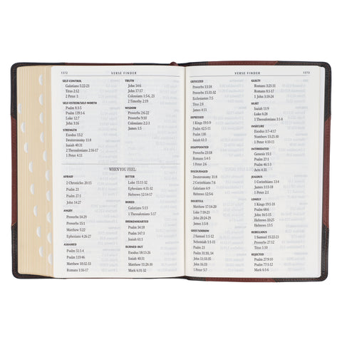 Tawny and Dark Brown Full Grain Leather Giant Print King James Version Bible with Thumb Index