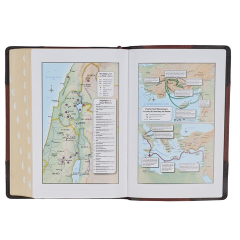 Tawny and Dark Brown Full Grain Leather Giant Print King James Version Bible with Thumb Index