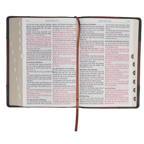 Tawny and Dark Brown Full Grain Leather Giant Print King James Version Bible with Thumb Index
