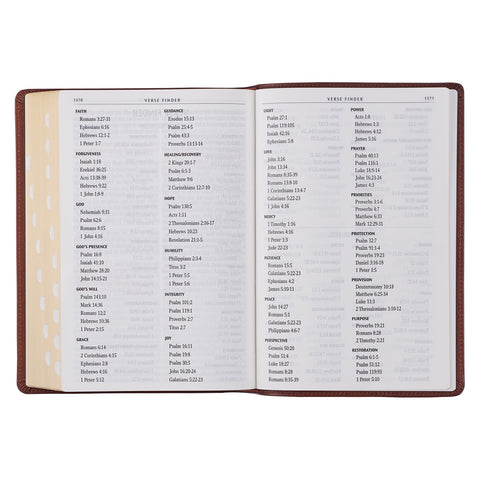 Saddle Tan Full Grain Leather Giant Print Full-size King James Version Bible with Thumb Indexing
