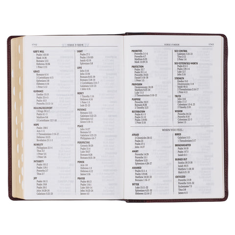Two-tone Brown Full Grain Leather Giant Print King James Version Bible with Thumb Indexing
