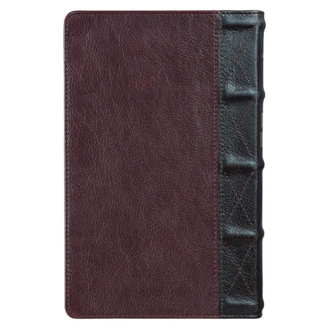 Two-tone Brown Full Grain Leather Giant Print King James Version Bible with Thumb Indexing