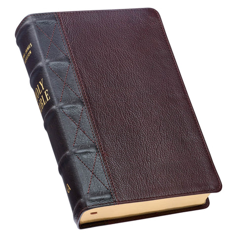 Two-tone Brown Full Grain Leather Giant Print King James Version Bible with Thumb Indexing