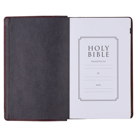 Two-tone Brown Full Grain Leather Giant Print King James Version Bible with Thumb Indexing