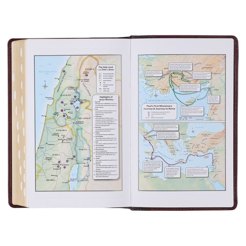 Two-tone Brown Full Grain Leather Giant Print King James Version Bible with Thumb Indexing