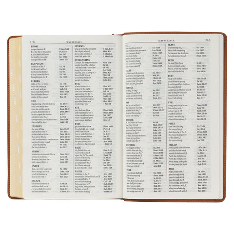 Toffee Brown Full Grain Leather Giant Print King James Version Bible with Thumb Index
