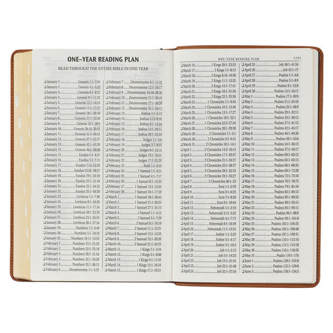 Toffee Brown Full Grain Leather Giant Print King James Version Bible with Thumb Index