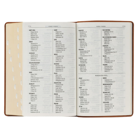 Toffee Brown Full Grain Leather Giant Print King James Version Bible with Thumb Index
