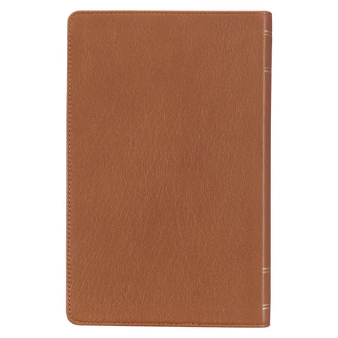 Toffee Brown Full Grain Leather Giant Print King James Version Bible with Thumb Index