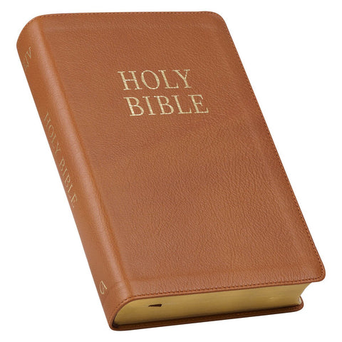 Toffee Brown Full Grain Leather Giant Print King James Version Bible with Thumb Index