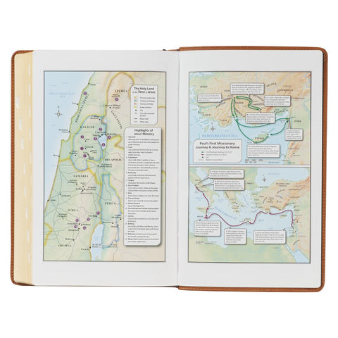 Toffee Brown Full Grain Leather Giant Print King James Version Bible with Thumb Index