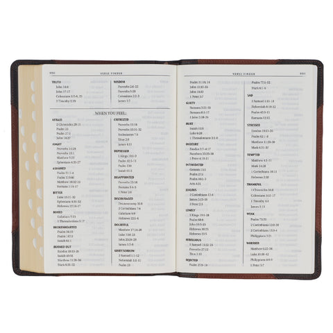 Mahogany and Saddle Tan Full Grain Leather Large Print Thinline KJV Bible with Thumb Index