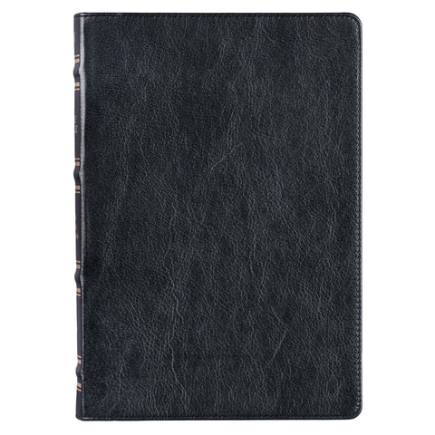 Black Full Grain Leather Large Print Thinline King James Version Bible with Thumb Index