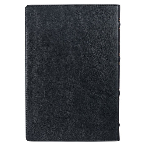 Black Full Grain Leather Large Print Thinline King James Version Bible with Thumb Index
