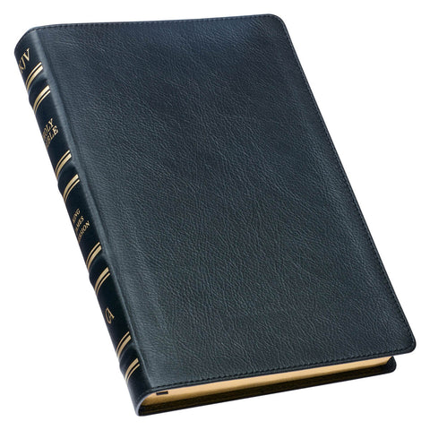 Black Full Grain Leather Large Print Thinline King James Version Bible with Thumb Index