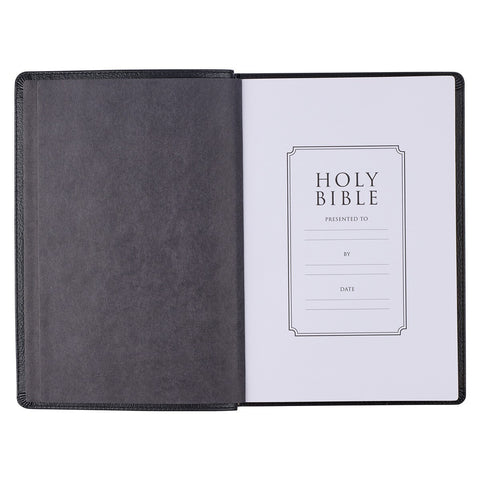 Black Full Grain Leather Large Print Thinline King James Version Bible with Thumb Index