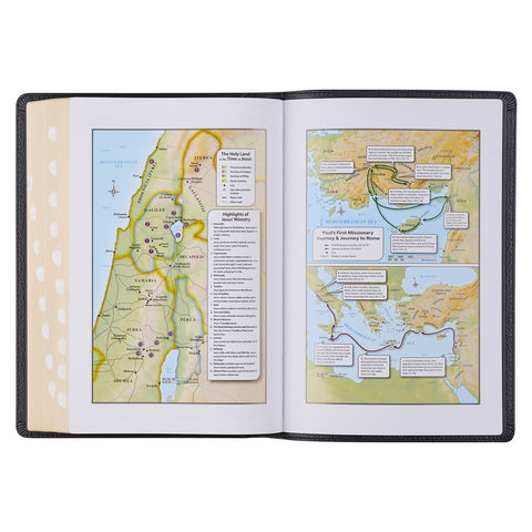 Black Full Grain Leather Large Print Thinline King James Version Bible with Thumb Index