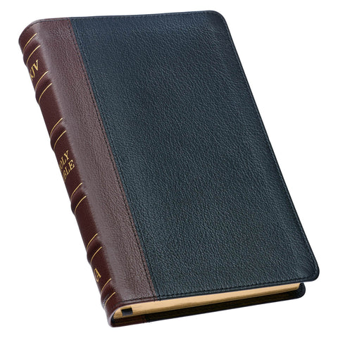 Two-tone Brown and Black Full Grain Leather King James Version Deluxe Gift Bible