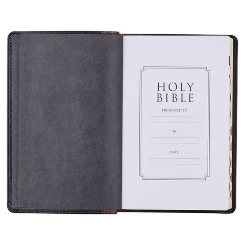 Two-tone Brown and Black Full Grain Leather King James Version Deluxe Gift Bible