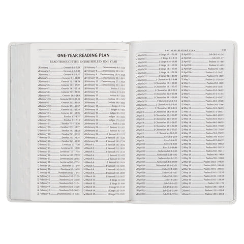 White Faux Leather Large Print Thinline King James Version Bible with Thumb Index