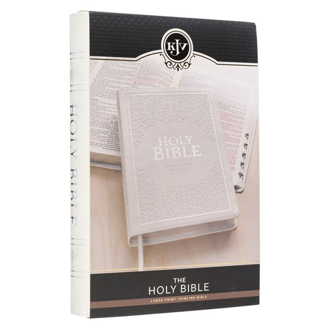 White Faux Leather Large Print Thinline King James Version Bible with Thumb Index