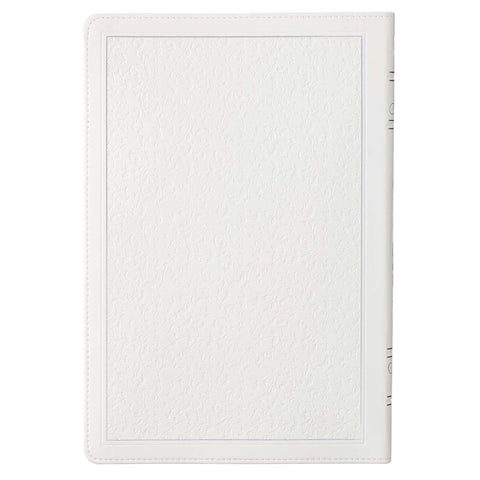 White Faux Leather Large Print Thinline King James Version Bible with Thumb Index