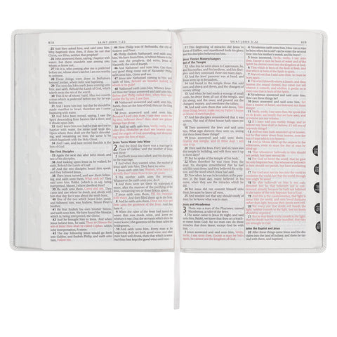 White Faux Leather Large Print Thinline King James Version Bible with Thumb Index