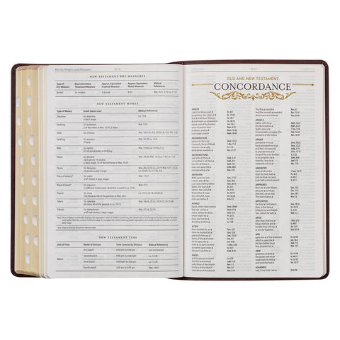 Burgundy Faux Leather Large Print King James Study Bible with Thumb Index
