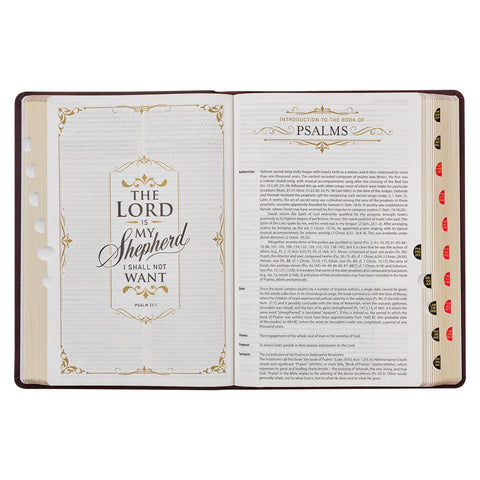 Burgundy Faux Leather Large Print King James Study Bible with Thumb Index