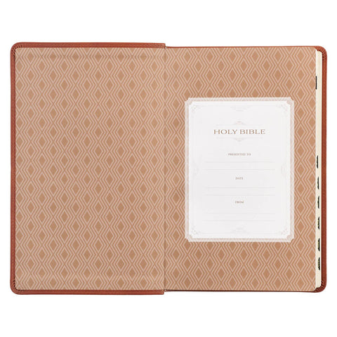 Honey Brown Faux Leather Giant Print Standard-size King James Version Bible with Thumb Index