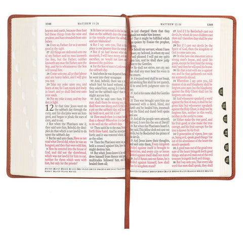 Honey Brown Faux Leather Giant Print Standard-size King James Version Bible with Thumb Index