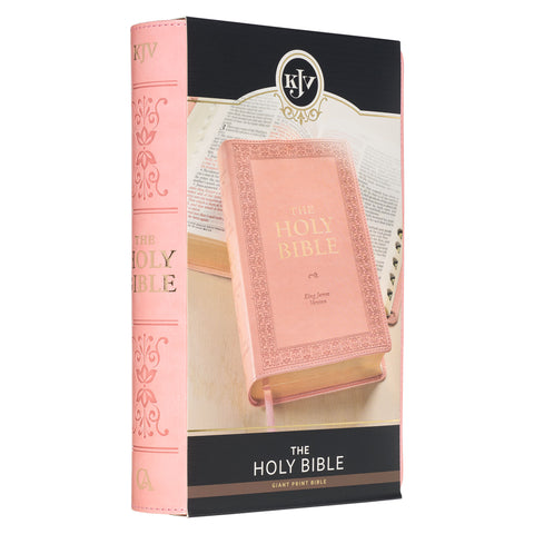 Sunrise Pink Faux Leather Giant Print Standard-size King James Version Bible with Thumb Index
