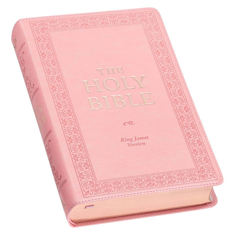 Sunrise Pink Faux Leather Giant Print Standard-size King James Version Bible with Thumb Index