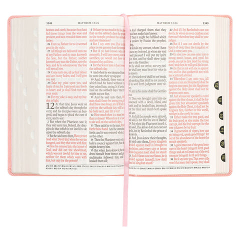 Sunrise Pink Faux Leather Giant Print Standard-size King James Version Bible with Thumb Index