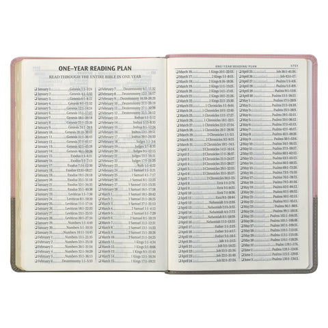 Pink and Gray Faux Leather Super Giant Print Full-size King James Version Bible with Thumb Index