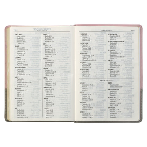 Pink and Gray Faux Leather Super Giant Print Full-size King James Version Bible with Thumb Index