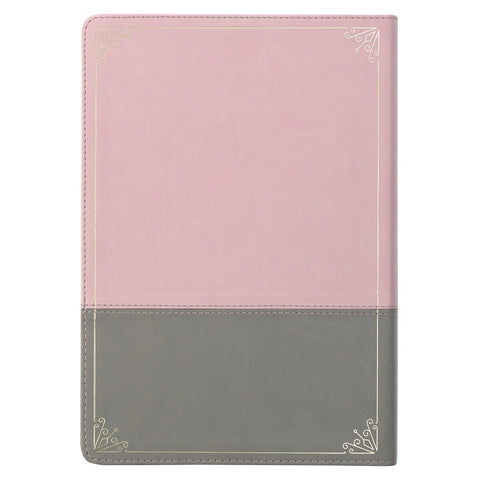 Pink and Gray Faux Leather Super Giant Print Full-size King James Version Bible with Thumb Index