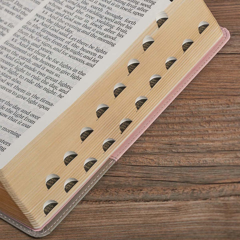 Pink and Gray Faux Leather Super Giant Print Full-size King James Version Bible with Thumb Index