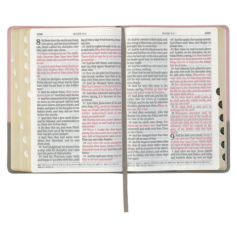 Pink and Gray Faux Leather Super Giant Print Full-size King James Version Bible with Thumb Index