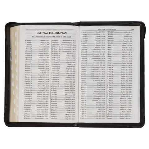 Gray and Black Faux Leather King James Version Deluxe Gift Bible with Thumb Index and Zippered Closure