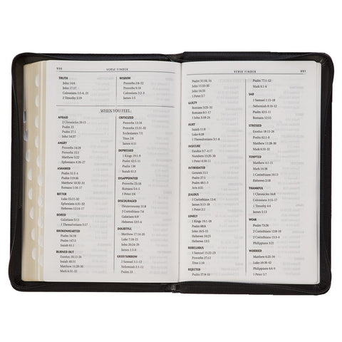 Gray and Black Faux Leather King James Version Deluxe Gift Bible with Thumb Index and Zippered Closure