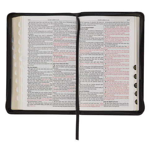 Gray and Black Faux Leather King James Version Deluxe Gift Bible with Thumb Index and Zippered Closure