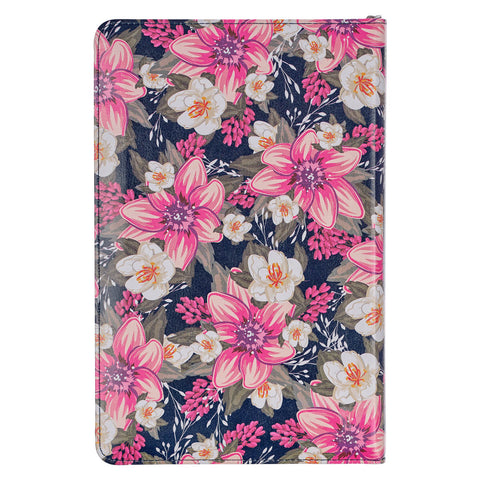 Floral Blue Faux Leather King James Version Deluxe Gift Bible with Thumb Index and Zippered Closure