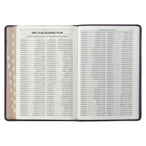 Purple Floral Faux Leather Large Print Thinline King James Version Bible with Thumb Index