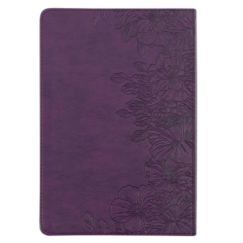 Purple Floral Faux Leather Large Print Thinline King James Version Bible with Thumb Index
