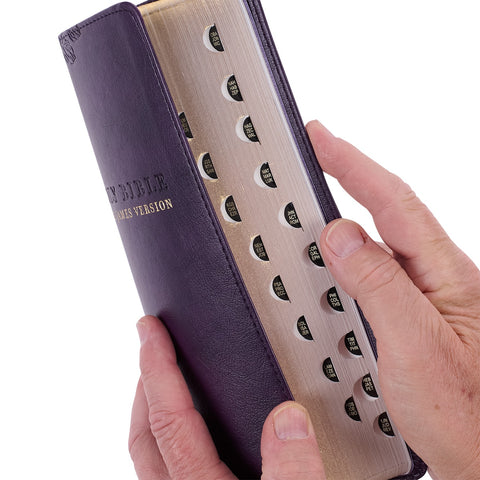 Purple Floral Faux Leather Large Print Thinline King James Version Bible with Thumb Index