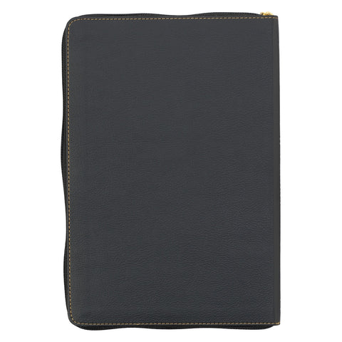 Black Faux Leather Large Print Thinline KJV Bible with Thumb Index and Zippered Closure