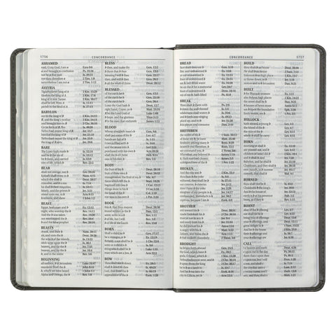 Gray and Black Faux Leather Giant Print Standard-size King James Version Bible with Thumb Index