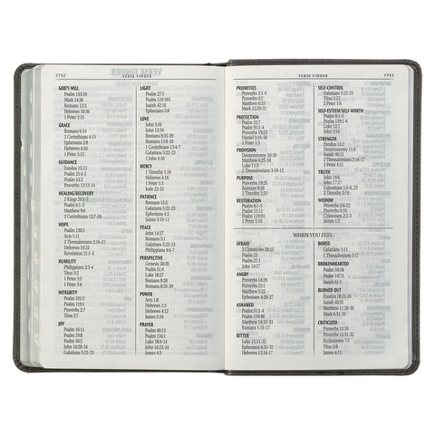 Gray and Black Faux Leather Giant Print Standard-size King James Version Bible with Thumb Index