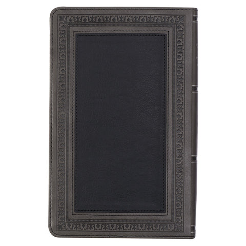 Gray and Black Faux Leather Giant Print Standard-size King James Version Bible with Thumb Index
